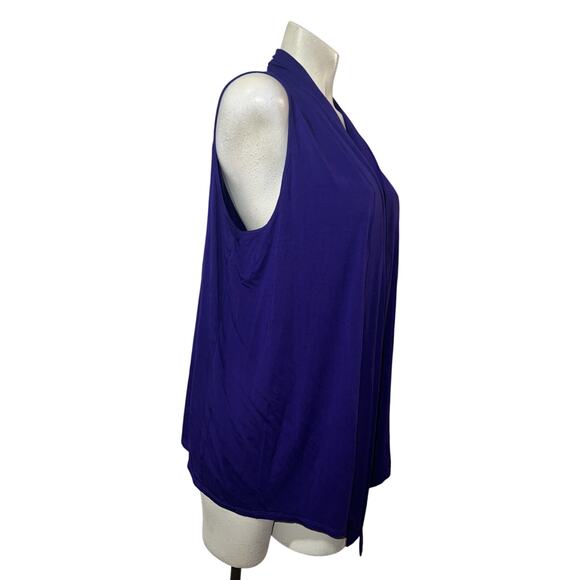Chico's Jacket Sz L (2) Purple Sleeveless Lightweight Open Drape Vest Slant Hem - Picture 3 of 6